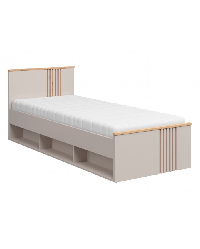 Pat BREVAS 90x200 cm cu raft, stejar artisan/cashmere