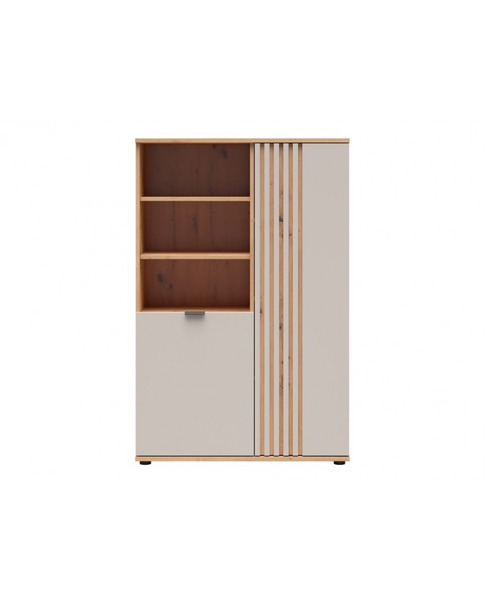 Bibliotecă BREVAS 90 cm cu 2 uși și 2 rafturi, stejar artisan/cashmere