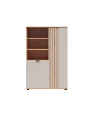 Bibliotecă BREVAS 90 cm cu 2 uși și 2 rafturi, stejar artisan/cashmere