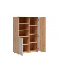 Bibliotecă BREVAS 90 cm cu 2 uși și 2 rafturi, stejar artisan/cashmere