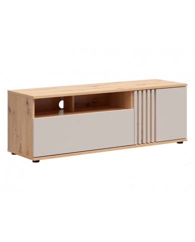 Comodă TV BREVAS 135 cm cu uși și sertar, stejar artisan/cashmere