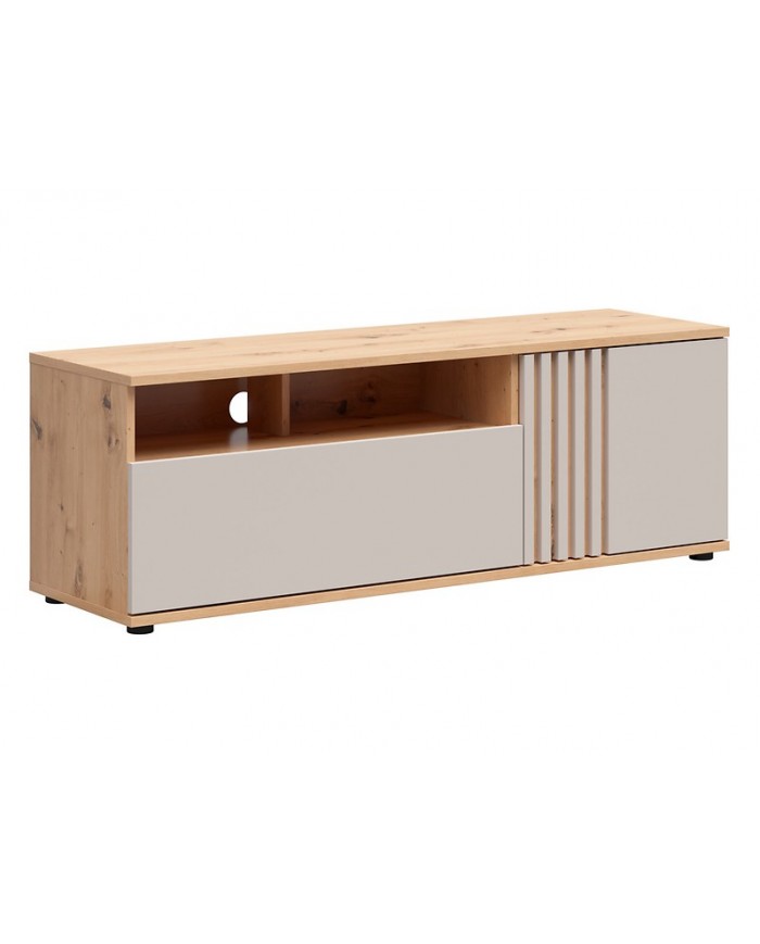 Comodă TV BREVAS 135 cm cu uși și sertar, stejar artisan/cashmere