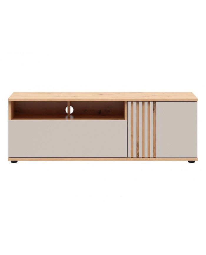 Comodă TV BREVAS 135 cm cu uși și sertar, stejar artisan/cashmere