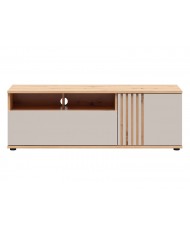 Comodă TV BREVAS 135 cm cu uși și sertar, stejar artisan/cashmere