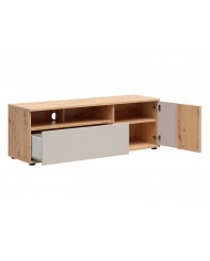 Comodă TV BREVAS 135 cm cu uși și sertar, stejar artisan/cashmere