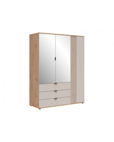 Dulap BREVAS 150 cm cu 3 uși și 3 sertare, stejar artisan/cashmere