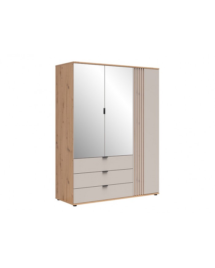 Dulap BREVAS 150 cm cu 3 uși și 3 sertare, stejar artisan/cashmere