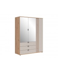 Dulap BREVAS 150 cm cu 3 uși și 3 sertare, stejar artisan/cashmere