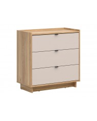 Comodă Dalva 85 cm cu 3 sertare, stejar Mauvella/cașmir