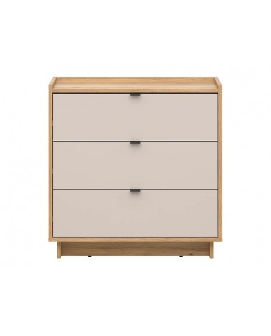 Comodă Dalva 85 cm cu 3 sertare, stejar Mauvella/cașmir