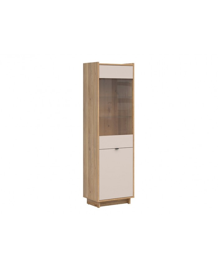 Vitrină Dalva 60 cm cu 2 uși, stejar Mauvella/cașmir