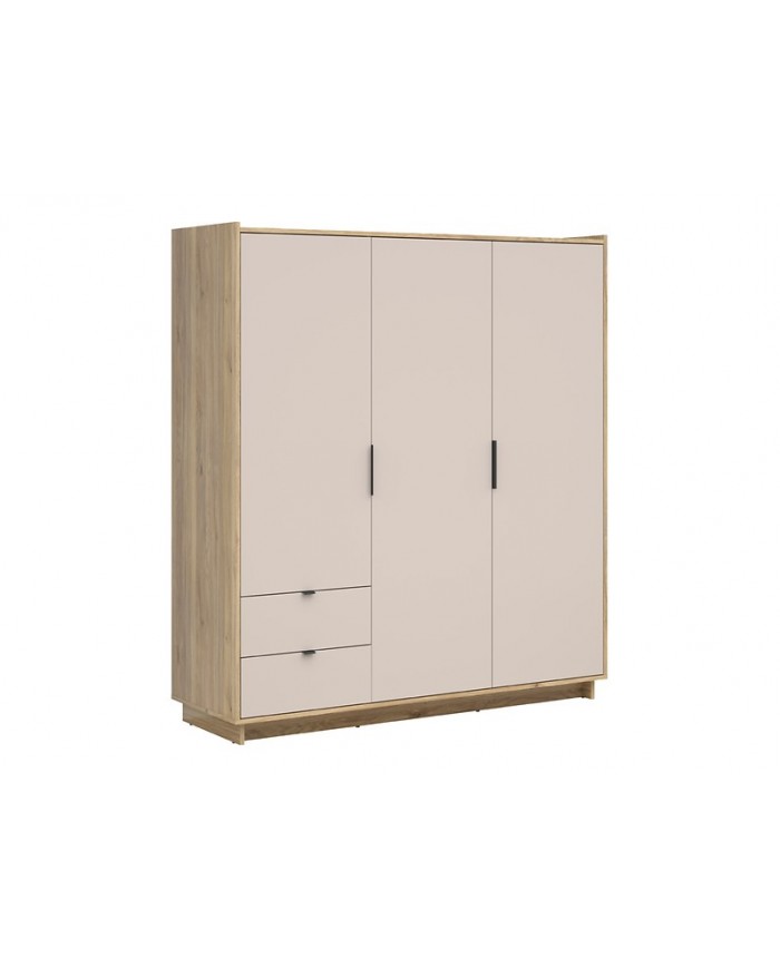 Dulap cu 3 uși Dalva 180 cm cu 2 sertare, stejar Mauvella/cașmir