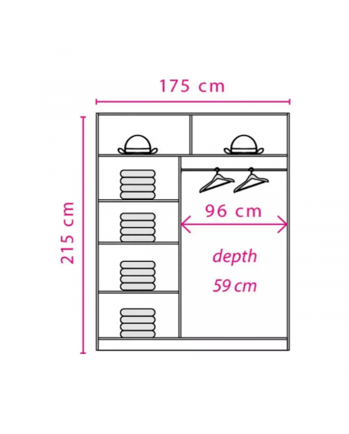 Dulap Effect EF3-175 elegant cu uși glisante